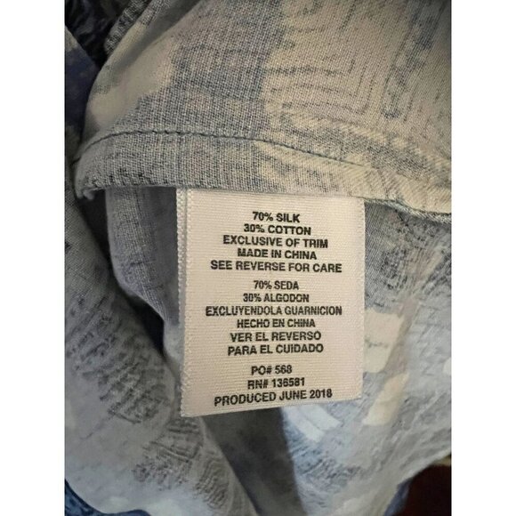 Nat Nast Mens Blue Silk Button Up Camp Shirt XL Pocket Coconut Buttons - Picture 7 of 8